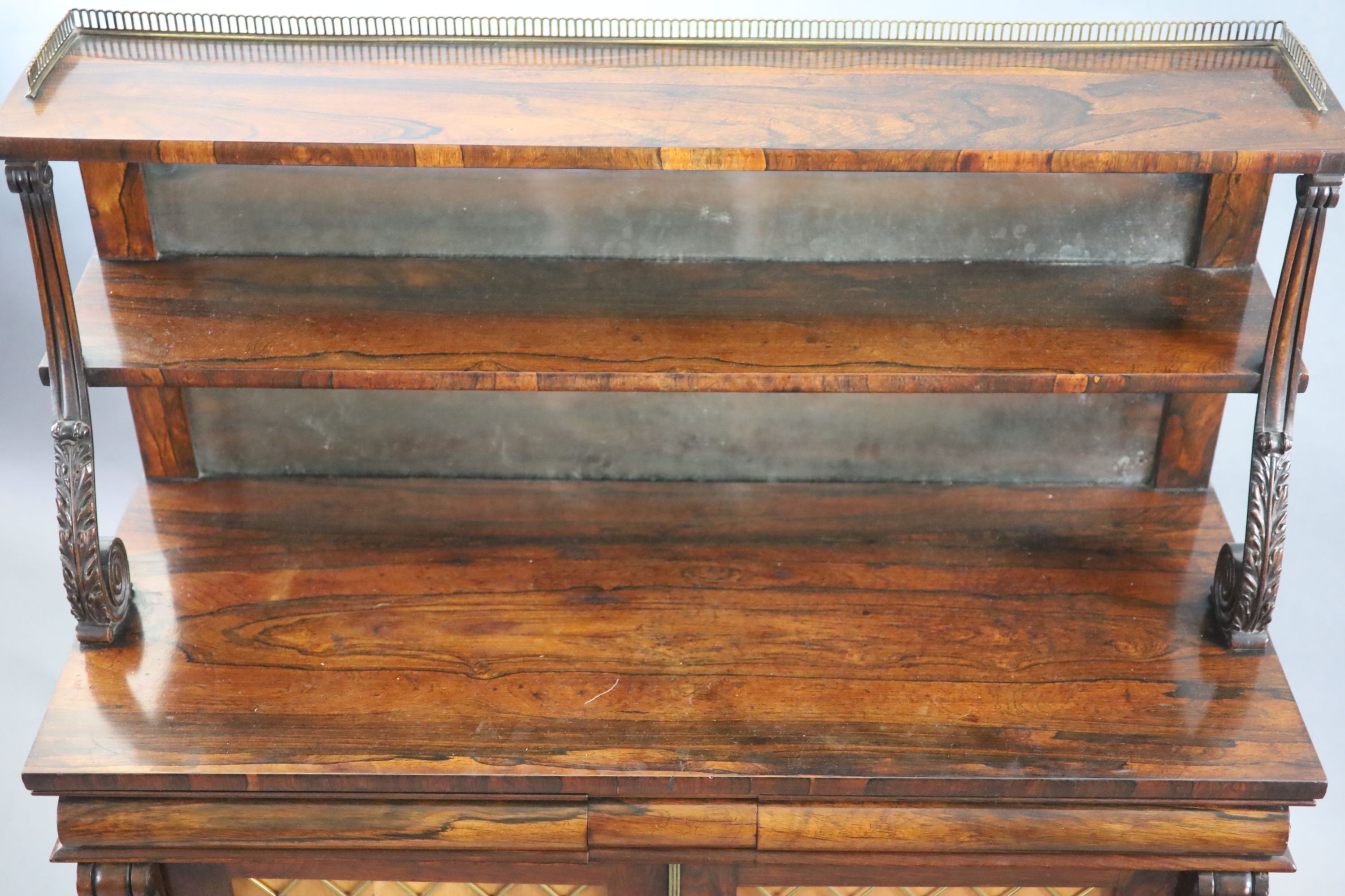 A Regency rosewood chiffonier, W.118cm D.59cm H.149cm